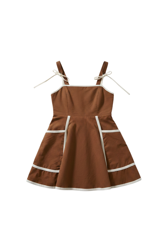 The Jane Dress in Saddle Brown and Natural