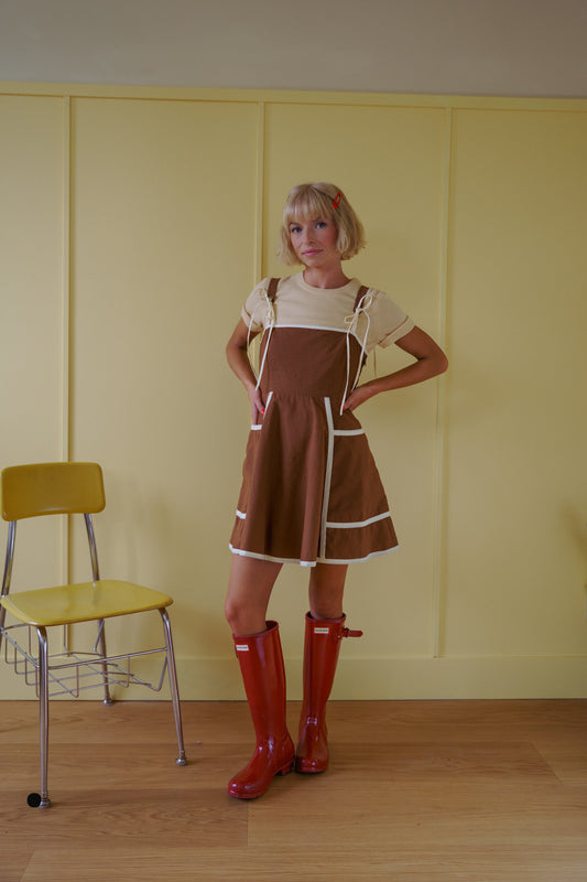 The Jane Dress in Saddle Brown and Natural