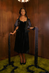 Ella Dress in Black Silk Velvet - PREORDER