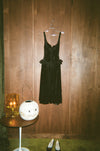 Ella Dress in Black Silk Velvet - PREORDER