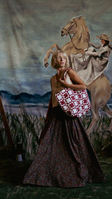 Quilted Lone Star Market Tote in Maple Red - PREORDER